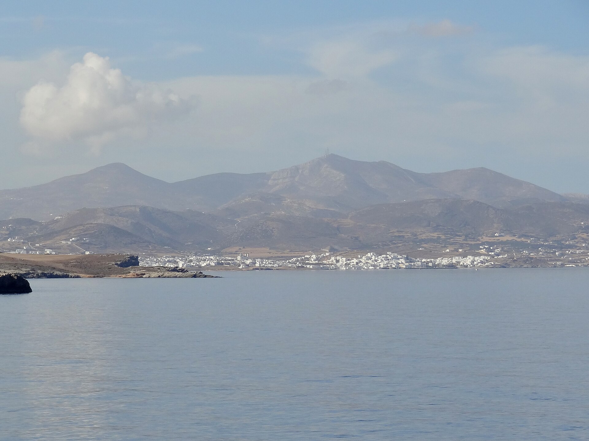 Panoramic view over Paros island and the Aegean Sea